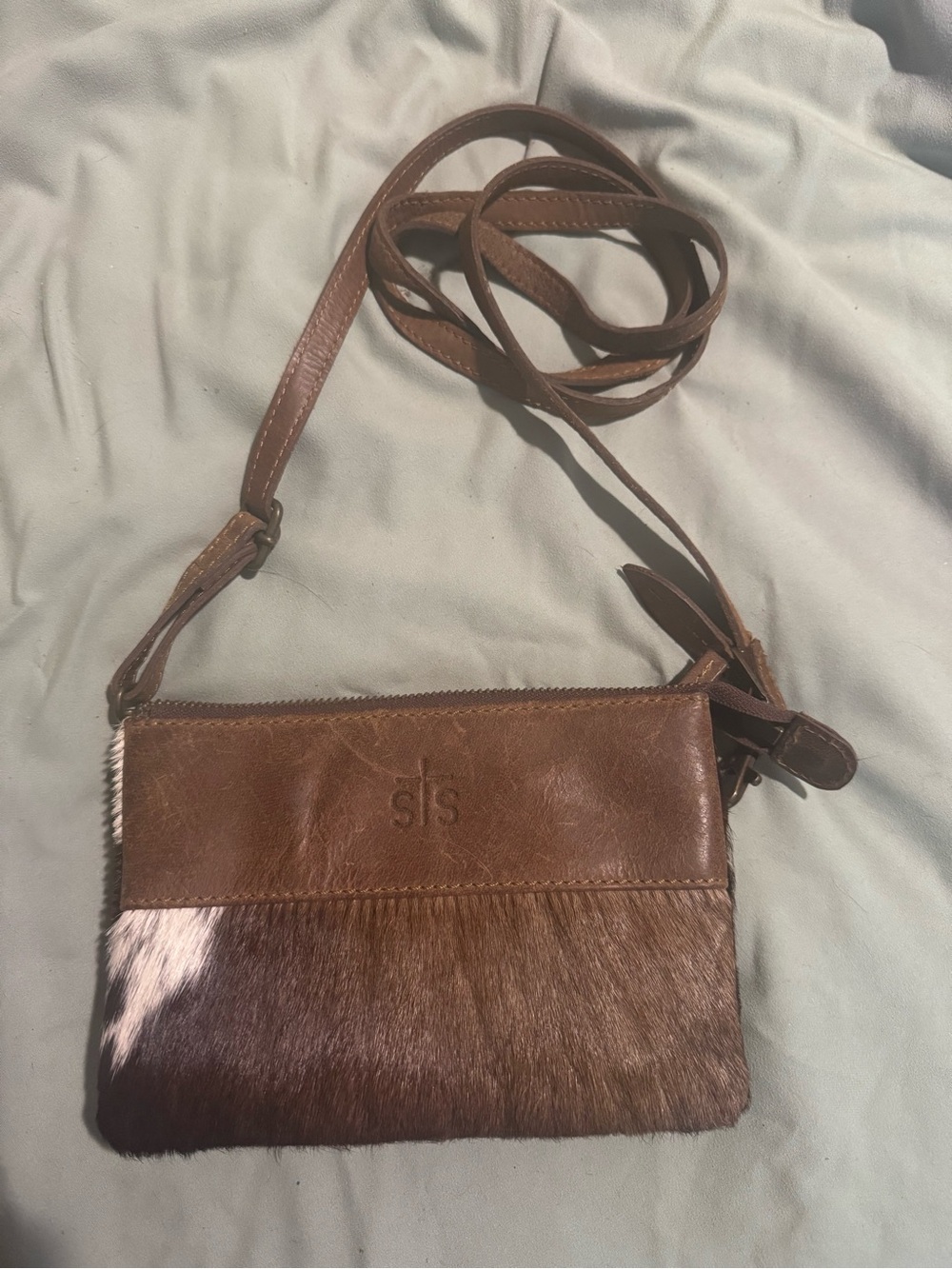 STS Ranchwear Brown Leather & Haircalf Shoulder Bag